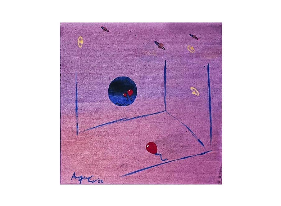 Sketch for a Room in the Sky by Rosana Auqué, contemporary abstract painting with balloons exploring imagination, memory, and timeless emotional presence (30 x 30 cm), Eternal Collection, 2022