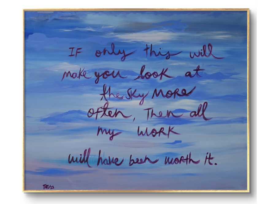 Look at the Sky by Rosana Auqué, contemporary acrylic painting on canvas, Volare Collection