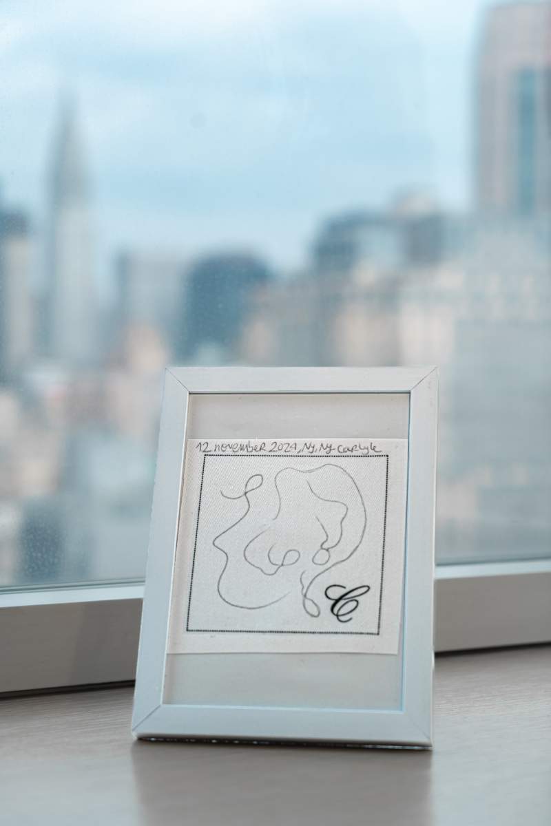 Contemporary art on a Carlyle Hotel napkin by Rosana Auque