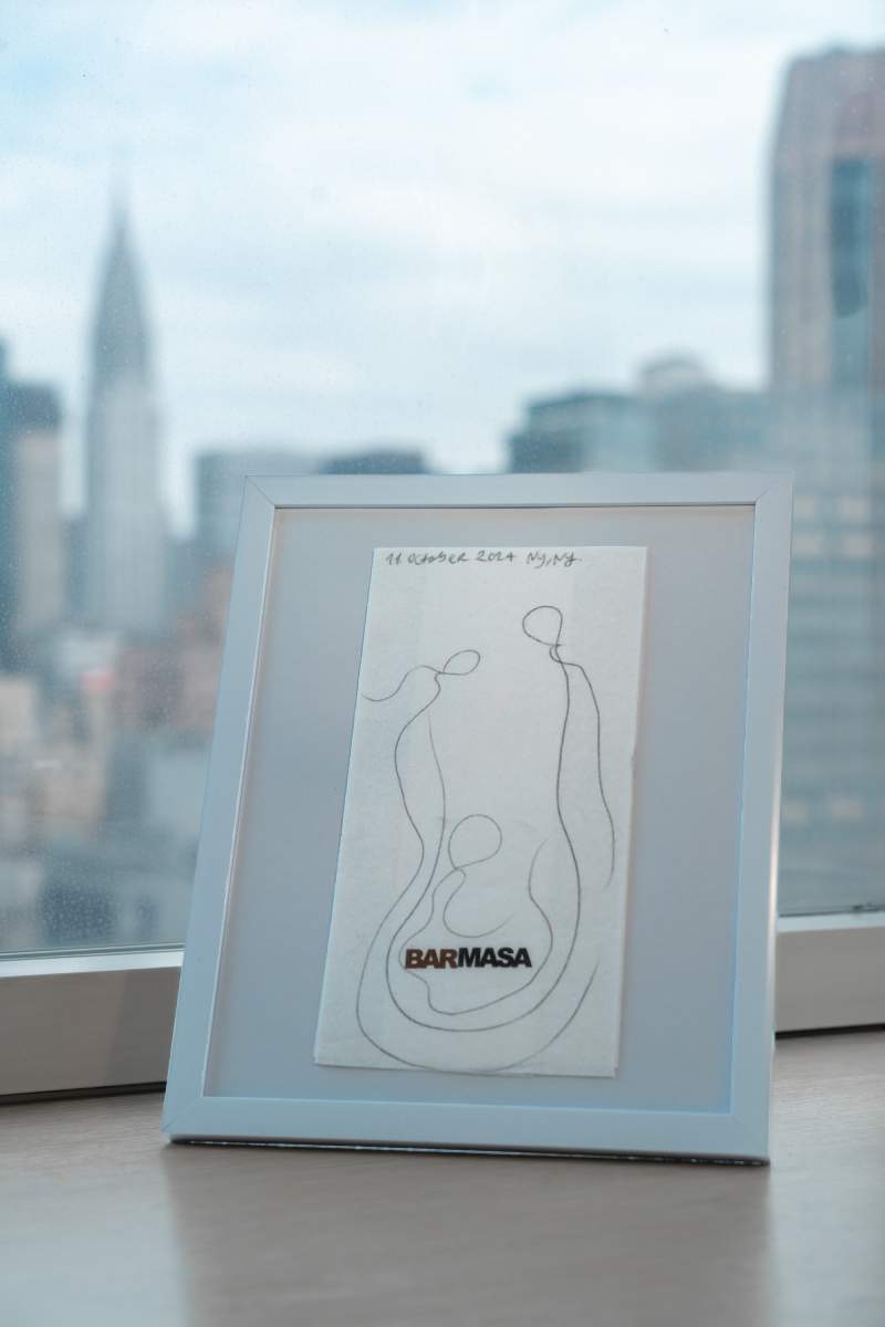 Customized Bar Masa napkin with art by Rosana Auque