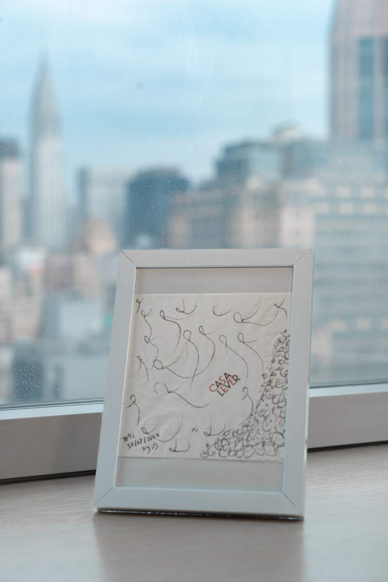 Contemporary art on Casa Lever Restaurant napkin by Rosana Auque