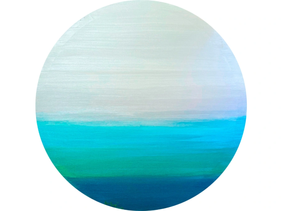 Painting “h o p e” by Rosana Auqué, acrylic on canvas from the FUN exhibition in Milan, 2022