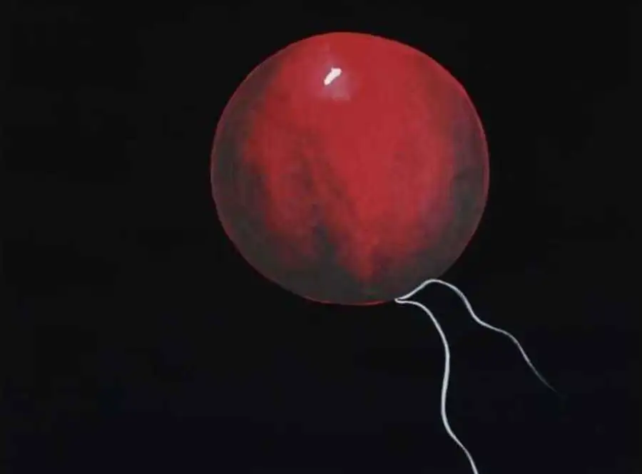 Balloon Studies 2 by Rosana Auqué, red balloon and Vantablack acrylic painting on canvas, Volare Collection