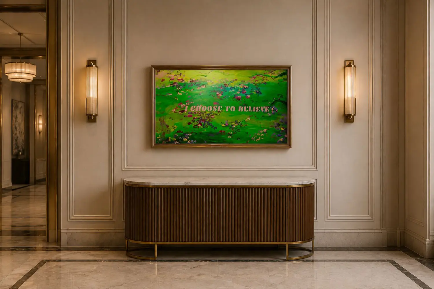 I Choose to Believe painting by Rosana Auqué displayed at Waldorf Astoria New York